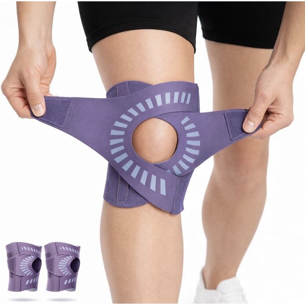 KneeBright Hinged Knee Brace Purple Large Adjustable Compression Support Wrap